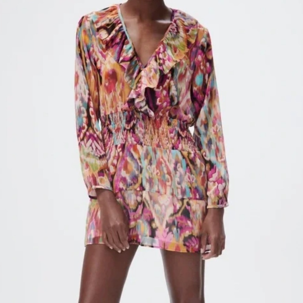 Zara Multi Patterned Mini Tunic Dress - image 1